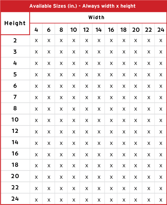 Product 1 Aviable Sizes
